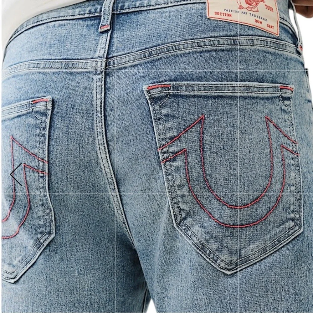 NEW TRUE RELIGION Ricky Straight Jean Light Delightful Wash Relaxed‎ Size 34 x34
